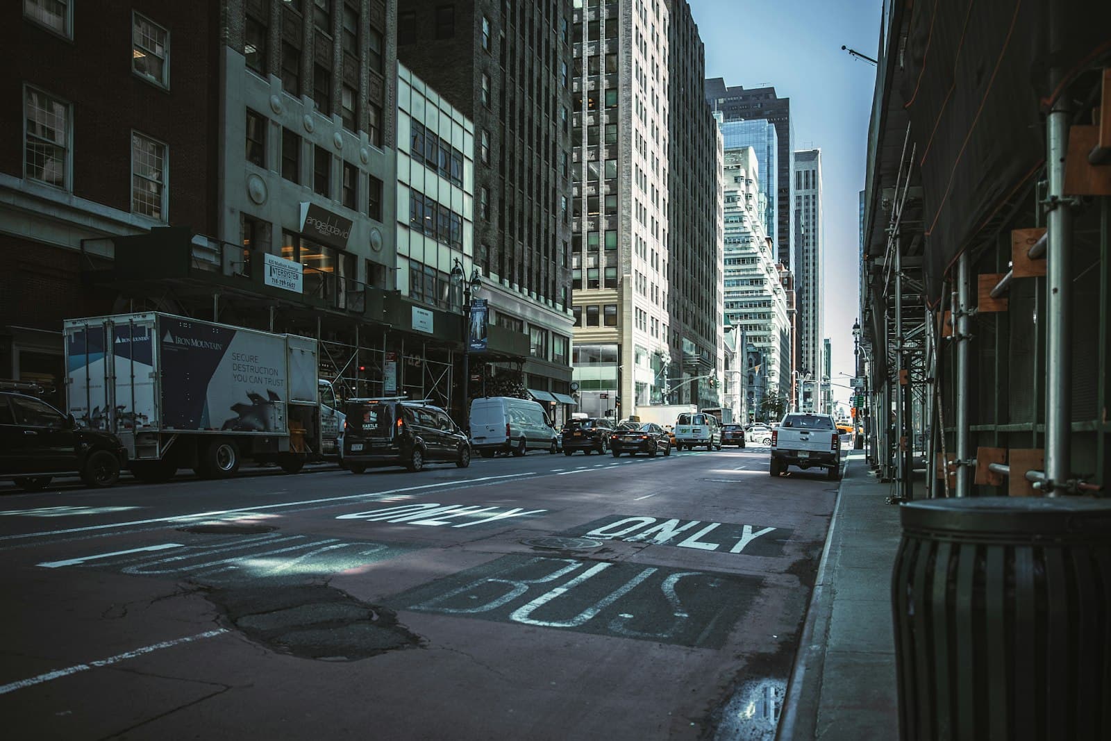Moving truck parked on a New York City street on moving day